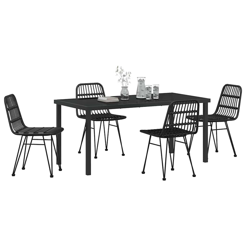 Afuera Living 5 Piece Poly Rattan Garden Dining Set in Black