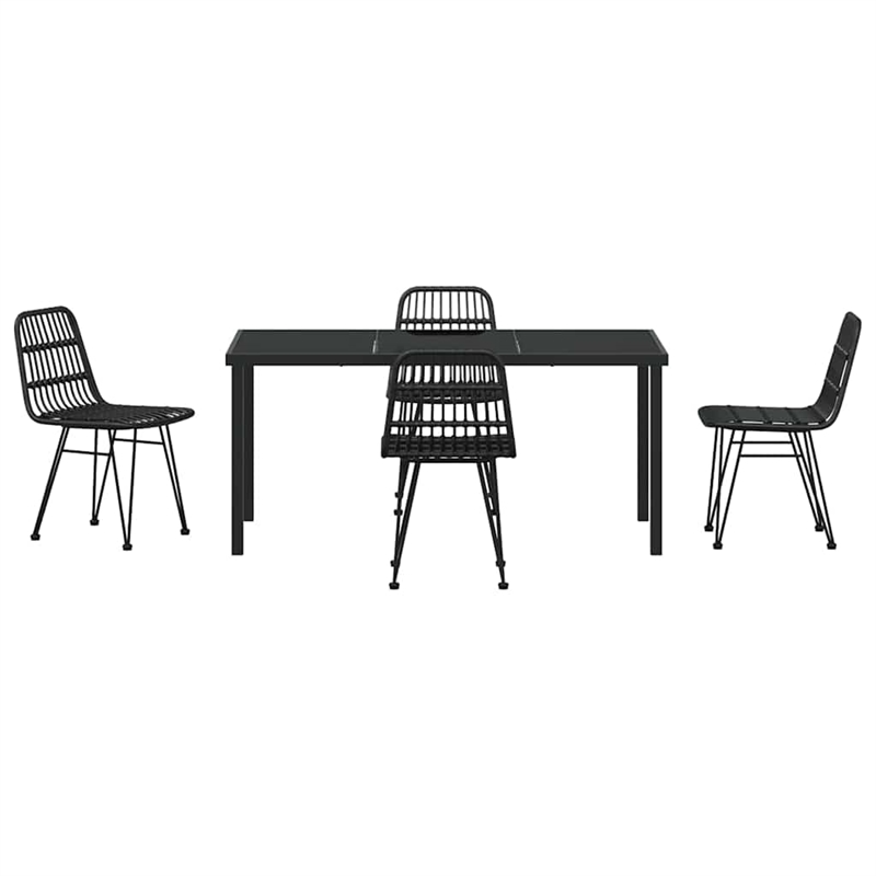Afuera Living 5 Piece Poly Rattan Garden Dining Set in Black