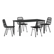 Afuera Living 5 Piece Poly Rattan Garden Dining Set in Black