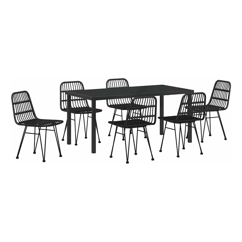 Afuera Living 7 Piece Poly Rattan Garden Dining Set in Black