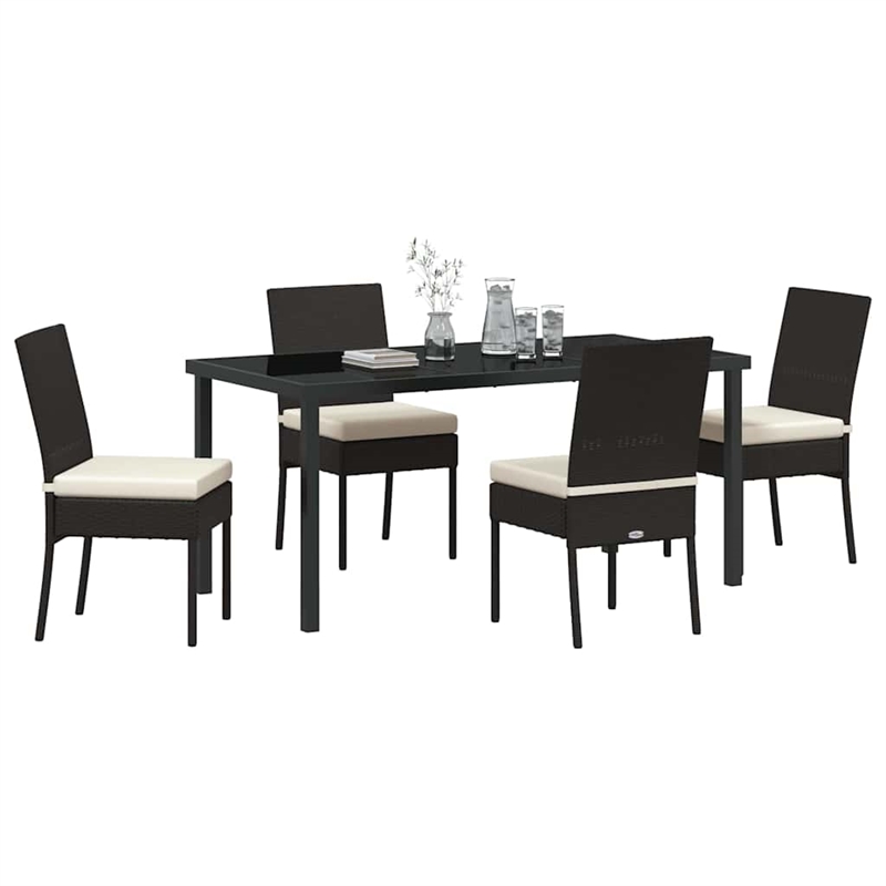 Afuera Living 5 Piece Poly Rattan Garden Dining Set in Black