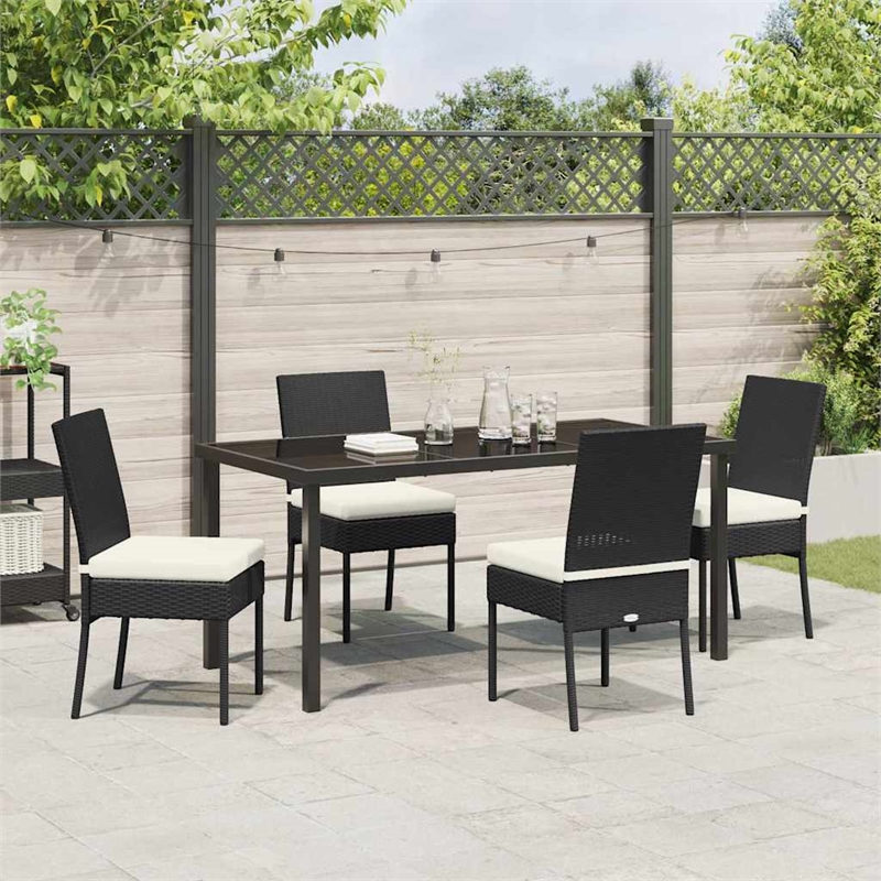 Afuera Living 5 Piece Poly Rattan Garden Dining Set in Black