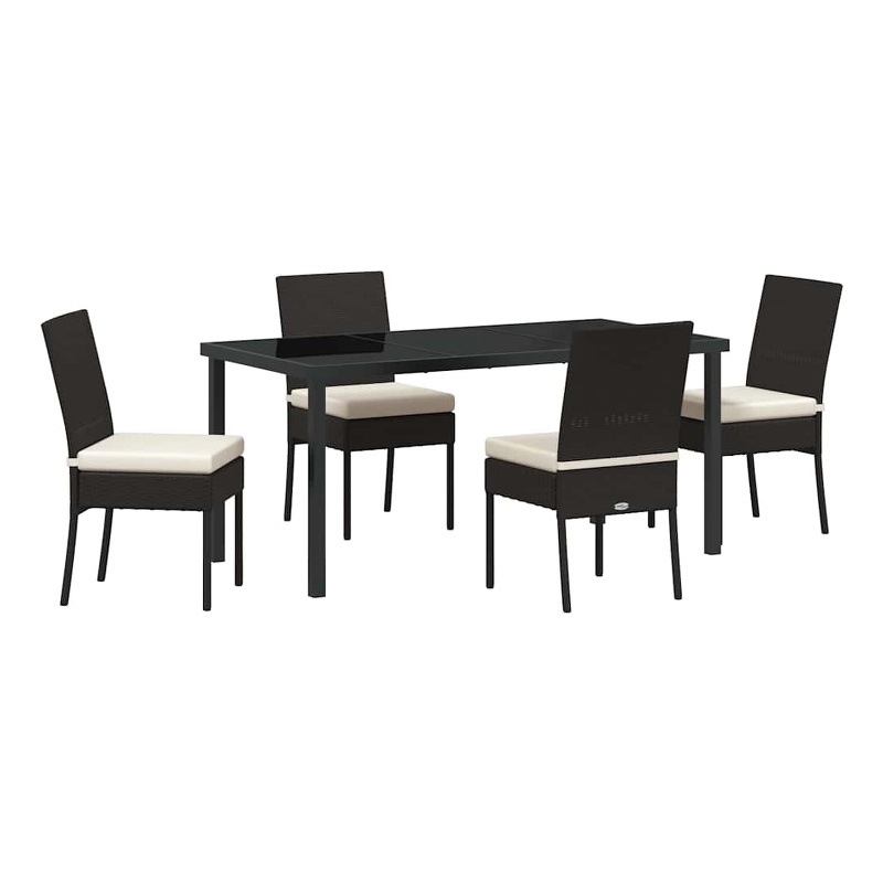 Afuera Living 5 Piece Poly Rattan Garden Dining Set in Black