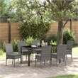Afuera Living Contemporary 7 Piece Poly Rattan Garden Dining Set in Gray
