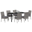 Afuera Living Contemporary 7 Piece Poly Rattan Garden Dining Set in Gray