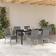Afuera Living Contemporary 7 Piece Poly Rattan Garden Dining Set in Gray