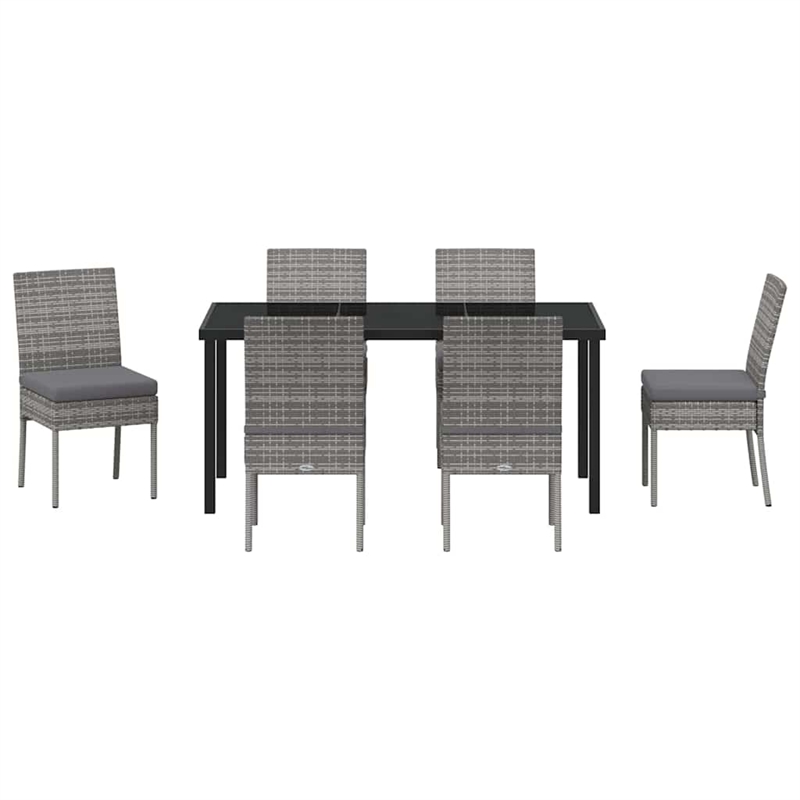 Afuera Living Contemporary 7 Piece Poly Rattan Garden Dining Set in Gray