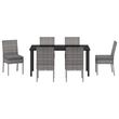 Afuera Living Contemporary 7 Piece Poly Rattan Garden Dining Set in Gray
