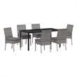 Afuera Living Contemporary 7 Piece Poly Rattan Garden Dining Set in Gray