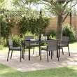 Afuera Living 5 Piece Poly Rattan Garden Dining Set in Black