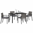Afuera Living 5 Piece Poly Rattan Garden Dining Set in Black