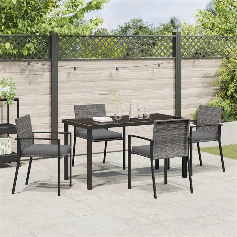 Afuera Living 5 Piece Poly Rattan Garden Dining Set in Black