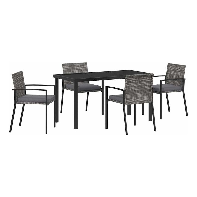 Afuera Living 5 Piece Poly Rattan Garden Dining Set in Black