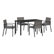 Afuera Living 5 Piece Poly Rattan Garden Dining Set in Black