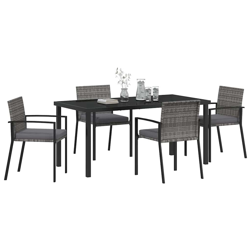 Afuera Living 5 Piece Poly Rattan Garden Dining Set in Black