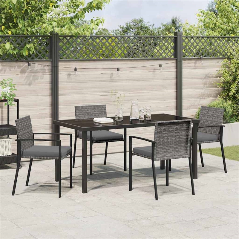 Afuera Living 5 Piece Poly Rattan Garden Dining Set in Black