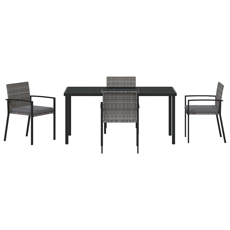 Afuera Living 5 Piece Poly Rattan Garden Dining Set in Black