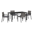 Afuera Living 5 Piece Poly Rattan Garden Dining Set in Black