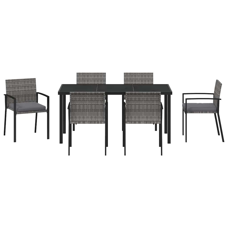 Afuera Living 7 Piece Poly Rattan Garden Dining Set in Black