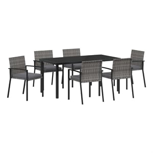 Afuera Living 7 Piece Poly Rattan Garden Dining Set in Black