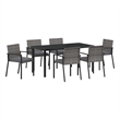 Afuera Living 7 Piece Poly Rattan Garden Dining Set in Black
