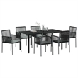 Afuera Living 7 Piece Poly Rattan Garden Dining Set in Black