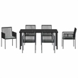 Afuera Living 7 Piece Poly Rattan Garden Dining Set in Black