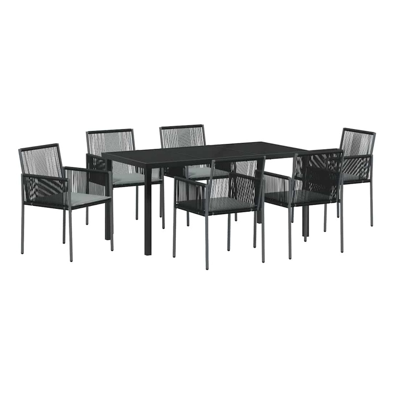 Afuera Living 7 Piece Poly Rattan Garden Dining Set in Black