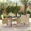 Afuera Living 5 Piece Poly Rattan Garden Dining Set with Cushions in Beige