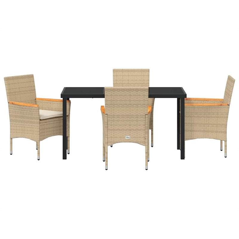 Afuera Living 5 Piece Poly Rattan Garden Dining Set with Cushions in Beige