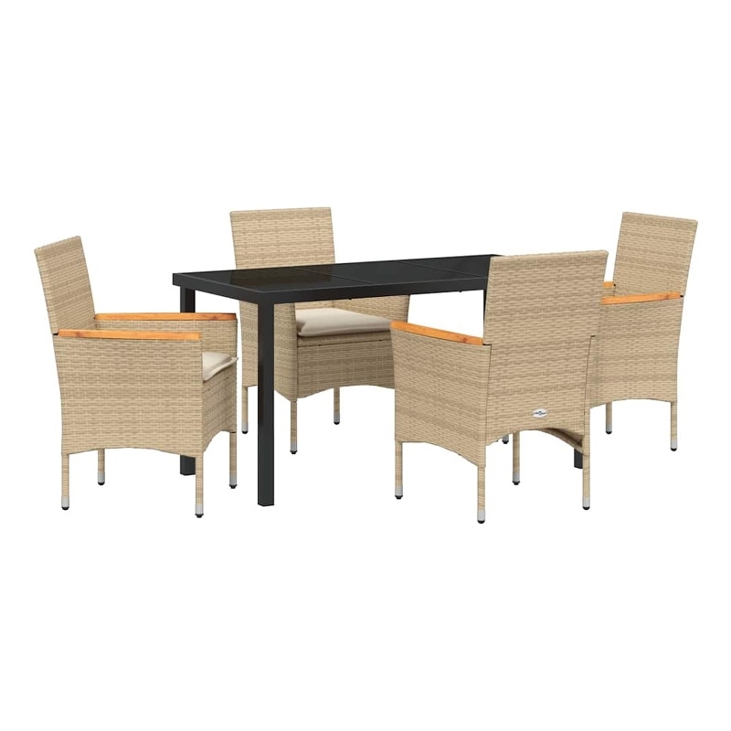 Afuera Living 5 Piece Poly Rattan Garden Dining Set with Cushions in Beige
