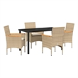 Afuera Living 5 Piece Poly Rattan Garden Dining Set with Cushions in Beige