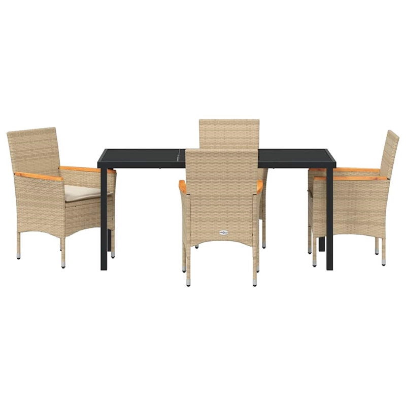 Afuera Living 5 Piece Poly Rattan Garden Dining Set with Cushions in Beige