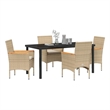 Afuera Living 5 Piece Poly Rattan Garden Dining Set with Cushions in Beige