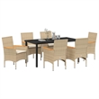 Afuera Living 7 Piece Poly Rattan Garden Dining Set with Cushions in Beige