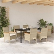Afuera Living 7 Piece Poly Rattan Garden Dining Set with Cushions in Beige