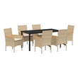 Afuera Living 7 Piece Poly Rattan Garden Dining Set with Cushions in Beige