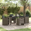 Afuera Living 5 Piece Poly Rattan Garden Dining Set with Cushions in Gray