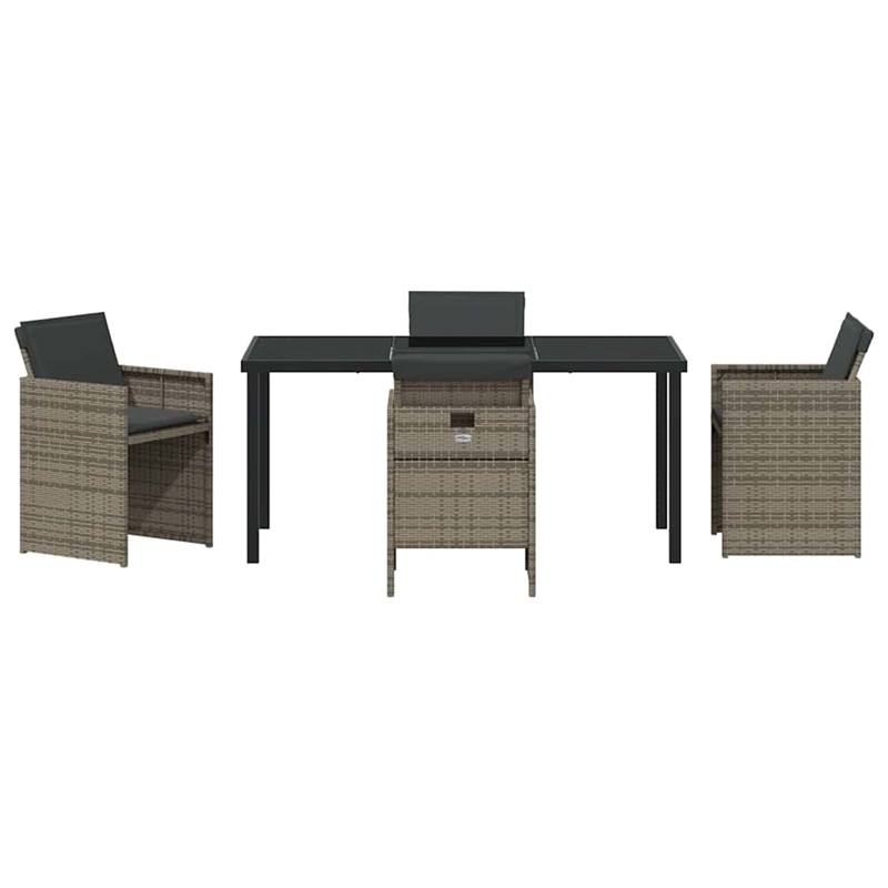 Afuera Living 5 Piece Poly Rattan Garden Dining Set with Cushions in Gray