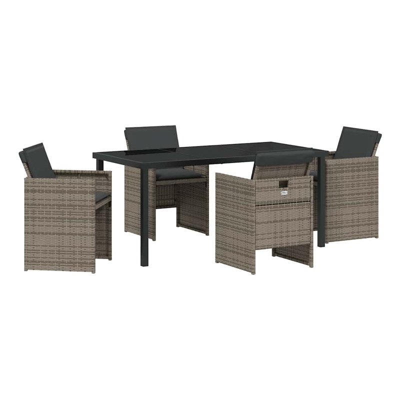 Afuera Living 5 Piece Poly Rattan Garden Dining Set with Cushions in Gray