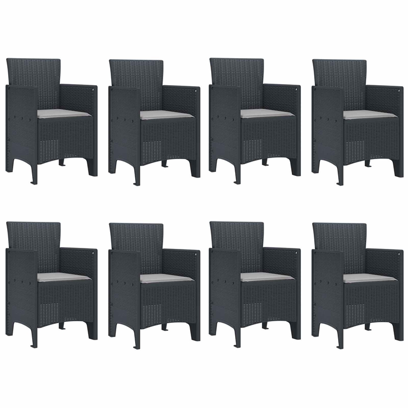 Afuera Living Contemporary Poly Rattan Garden Dining Set in Anthracite