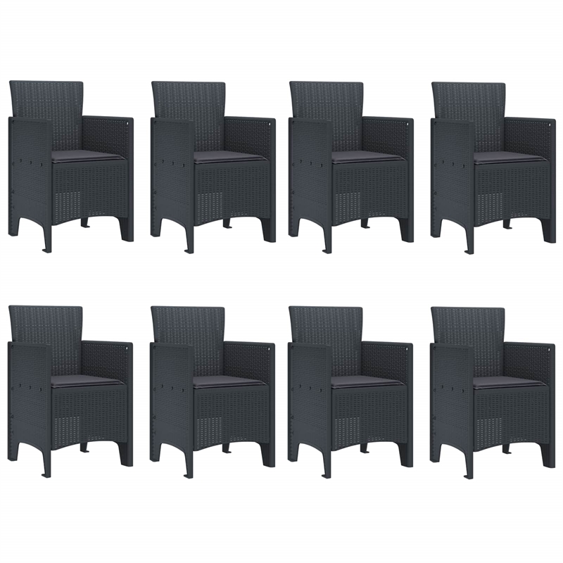 Afuera Living Contemporary Poly Rattan Garden Dining Set in Anthracite