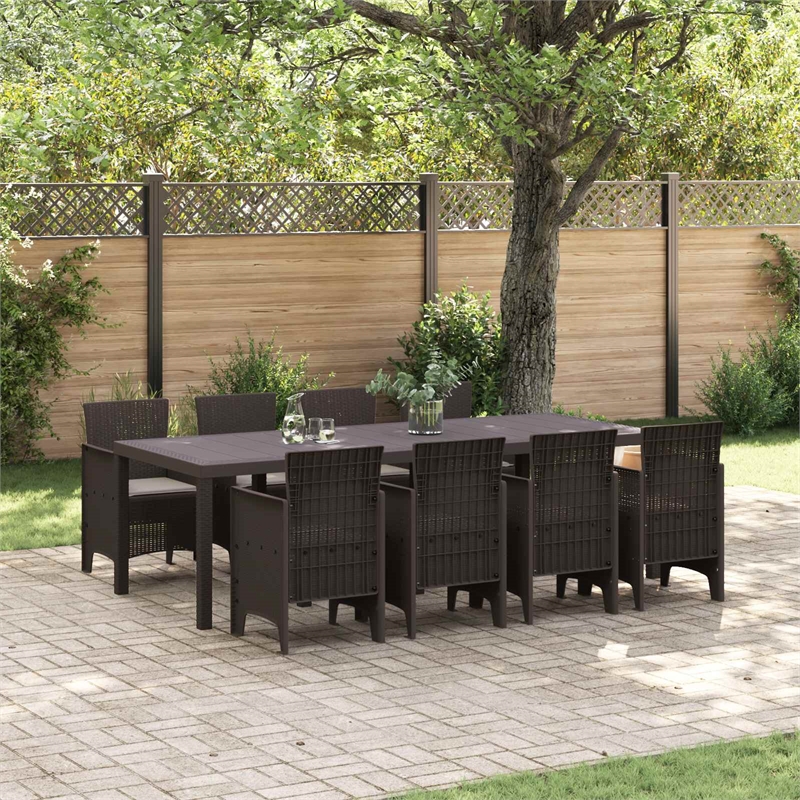 Afuera Living Contemporary Poly Rattan Garden Dining Set in Brown