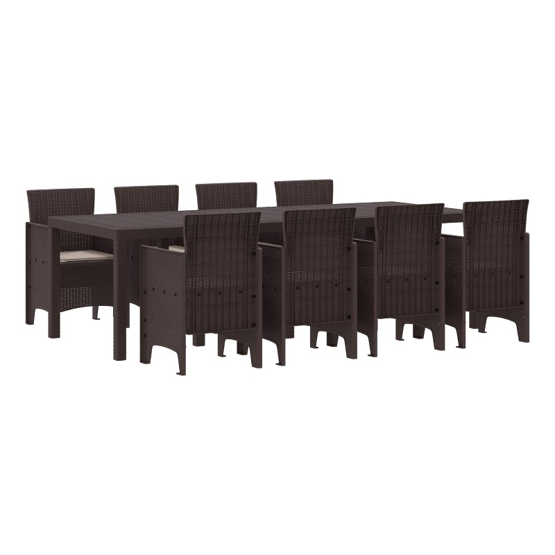 Afuera Living Contemporary Poly Rattan Garden Dining Set in Brown