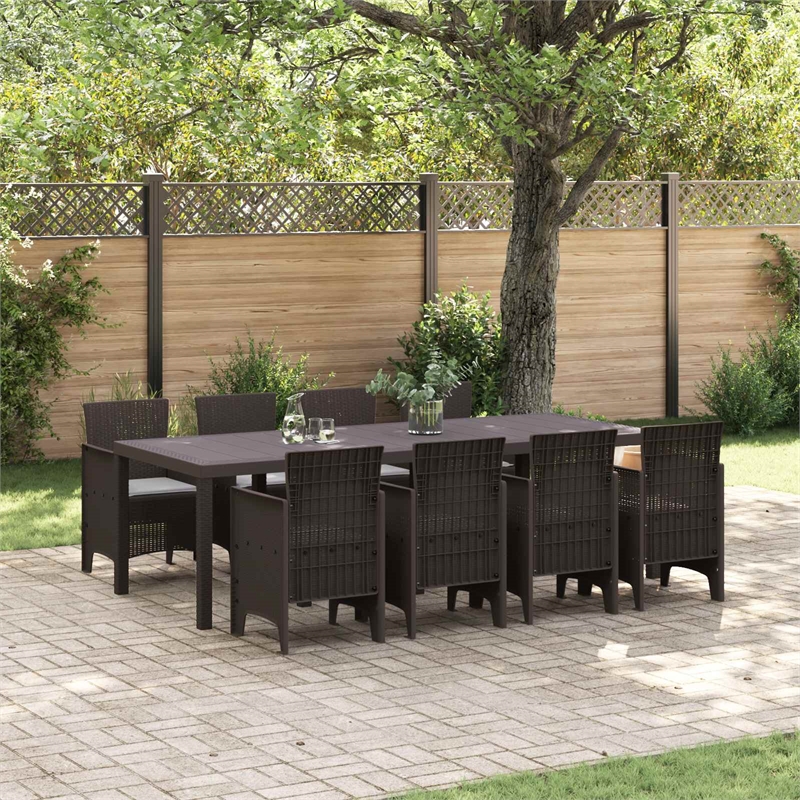Afuera Living Contemporary Poly Rattan Garden Dining Set in Brown