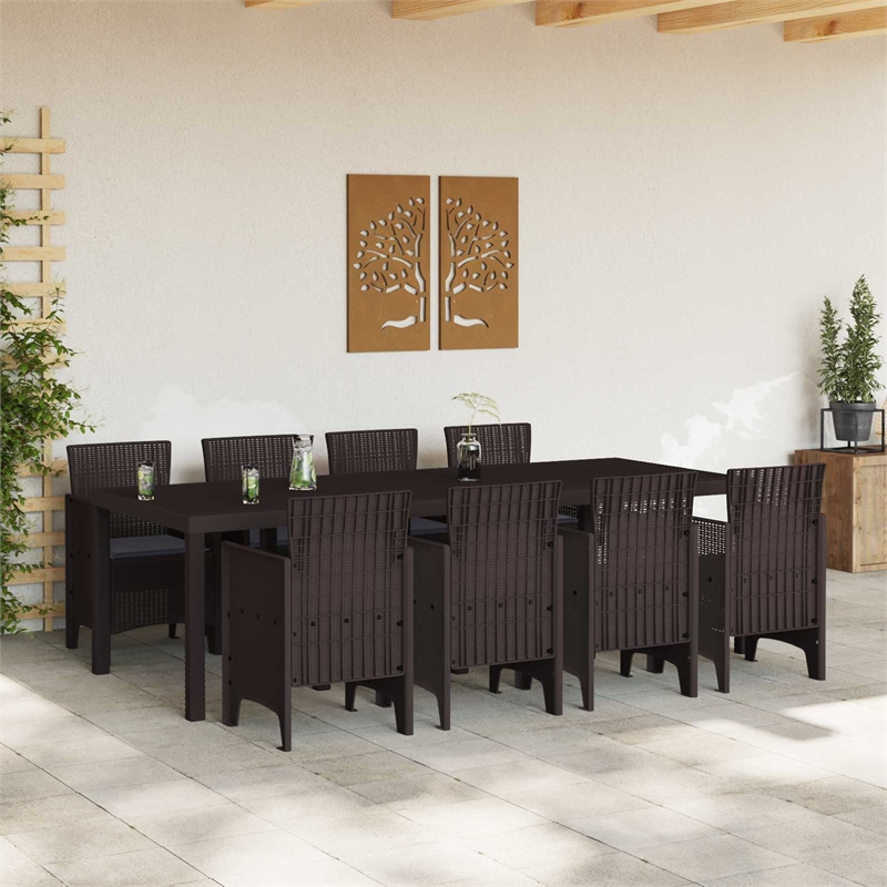 Afuera Living Contemporary Poly Rattan Garden Dining Set in Brown