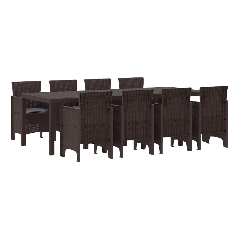 Afuera Living Contemporary Poly Rattan Garden Dining Set in Brown