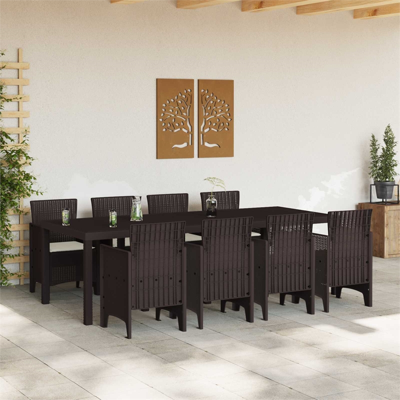 Afuera Living Contemporary Poly Rattan Garden Dining Set in Brown