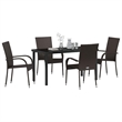 Afuera Living 5 Piece Poly Rattan Garden Dining Set in Black