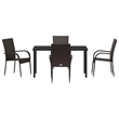 Afuera Living 5 Piece Poly Rattan Garden Dining Set in Black